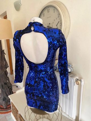 Vestido Bershka azul lentejuelas