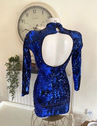 Vestido Bershka azul lentejuelas