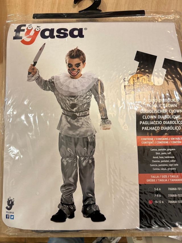 Disfraz Payaso Diabólico Talla 10-12 años