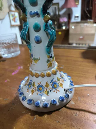 Lámpara Manises Cerámica Azul y Blanca