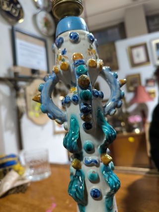 Lámpara Manises Cerámica Azul y Blanca