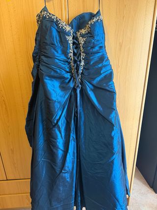 Vestido de fiesta azul plateado
