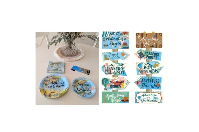 Set di utensili e decorazioni per feste di viaggio