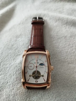 Reloj LIGE Automático Dorado y Marrón