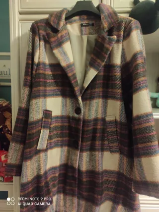 Abrigo de paño cuadros multicolor