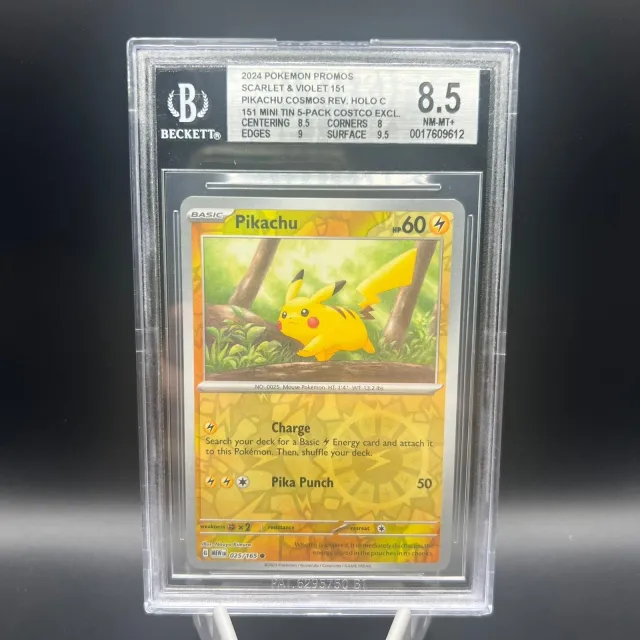 Pikachu BGS 8.5 Promo 151 Tin 025/165 Reverse Holo