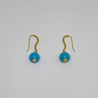 Pendientes Oro Ondulados Turquesa