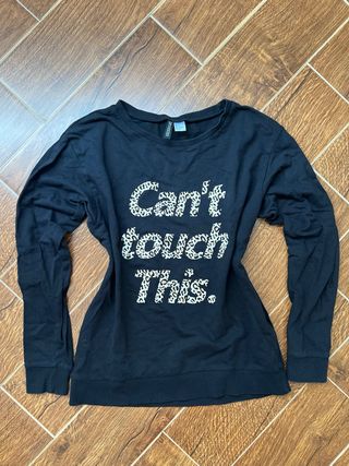 Sudadera mujer H&M negra con leopardo Talla S