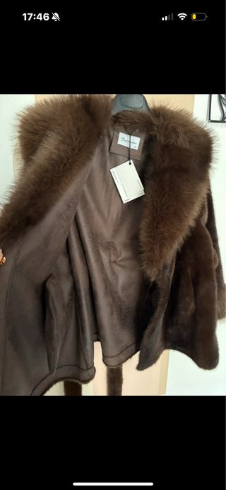 Eco pelliccia marrone nuova con cartellino