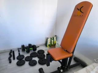 Banco de pesas y discos 30kg