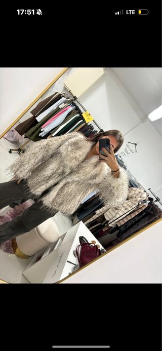 Eco pelliccia beige/grigio taglia unica