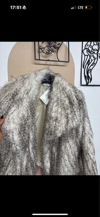 Eco pelliccia beige/grigio taglia unica