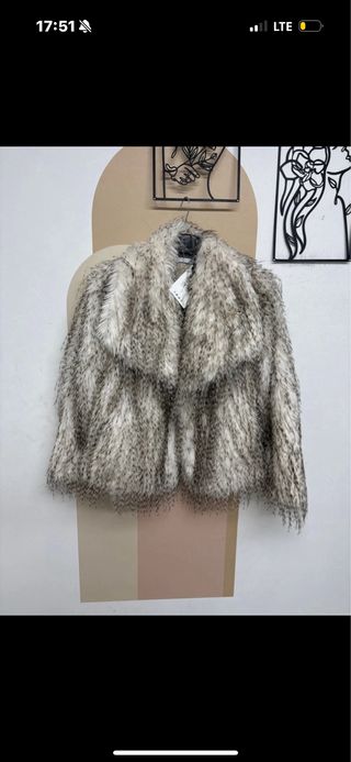 Eco pelliccia beige/grigio taglia unica