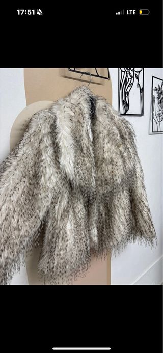 Eco pelliccia beige/grigio taglia unica