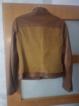 Cazadora Caramelo Piel y Pana Marrón/Oliva