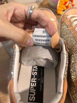 Zapatillas Golden Goose Glitter Beige/Plata