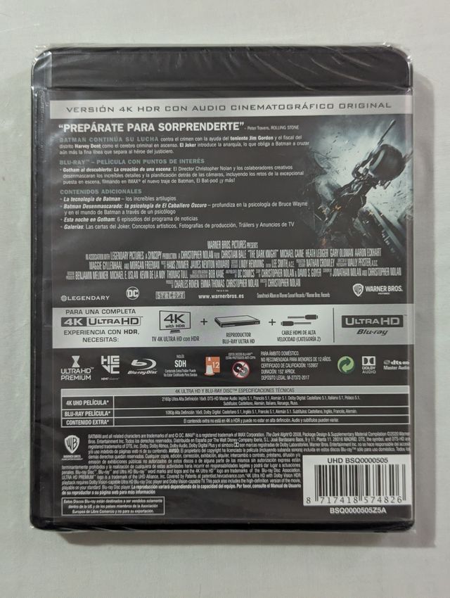 El Caballero Oscuro UHD 4K + Blu-ray