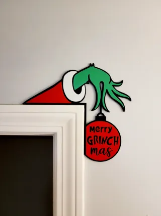 Decorazione porta Grinch con cappello e palla