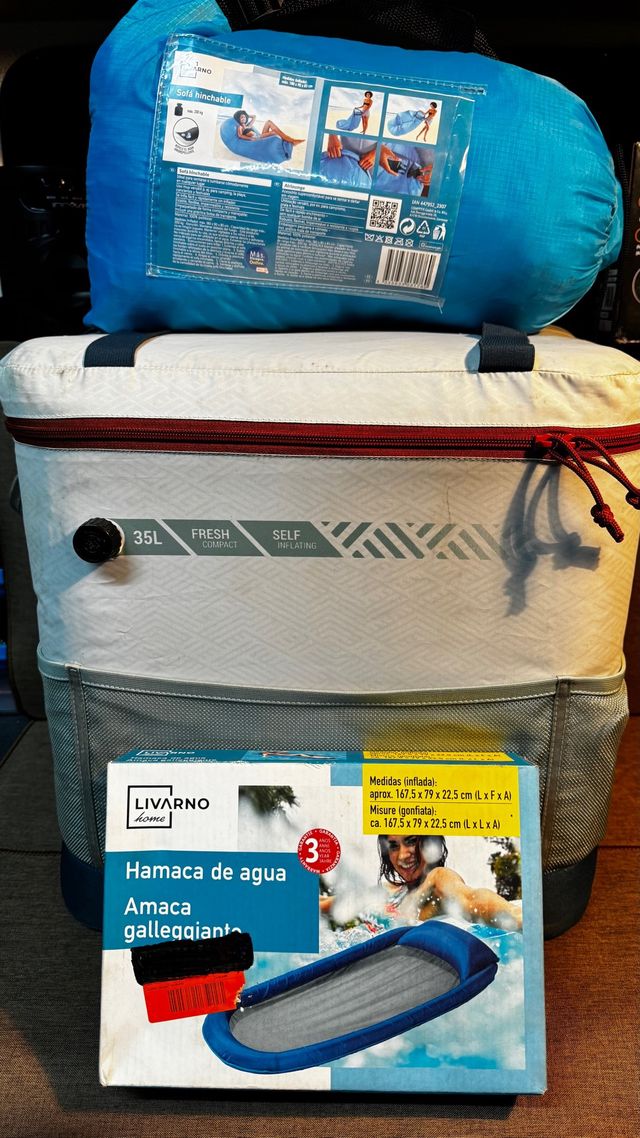 Nevera 35L + Hamaca Hinchable Livarno+Sofa Livarno