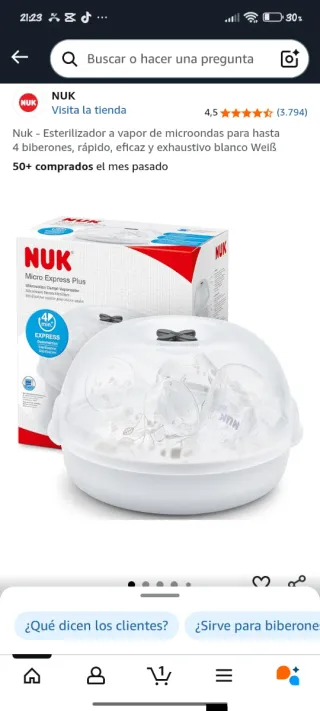 Esterilizador NUK Microondas Vapor