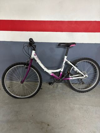 Bicicleta infantil blanca y morada