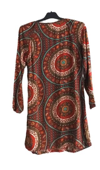 Vestido Boho Estampado Marrón Naranja Talla XL