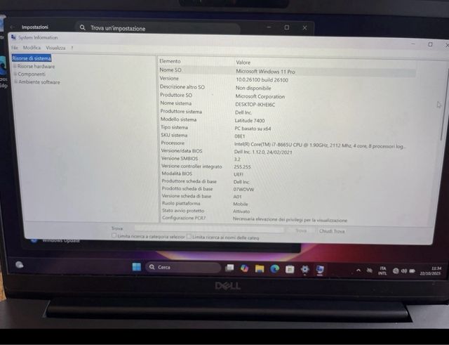 DELL latitude 7400 I7-8665U 16/256 14" FHD WIN11