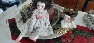 2 bambole vintage in ceramica