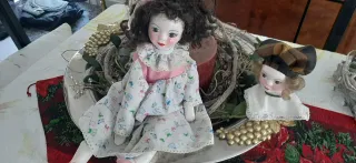 2 bambole vintage in ceramica