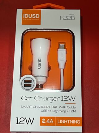 Cargador iphone para coche con cable doble usb