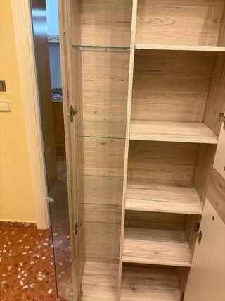 Conjunto Muebles Salón Madera y Cristal