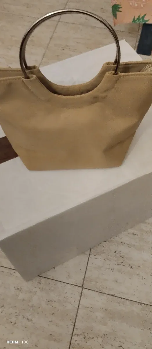 Bolso de tela gabardina beige