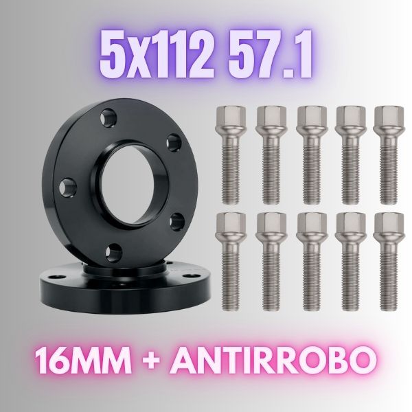 Separadores 5x112 57.1 de 16mm + Antirrobo