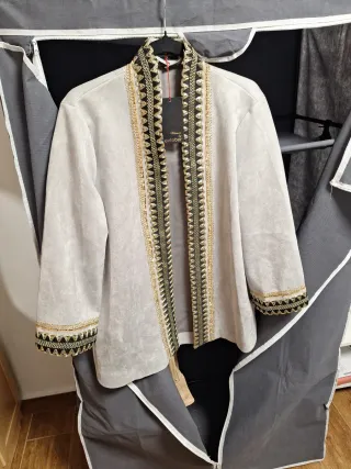 Chaqueta mujer beige y dorada Talla L