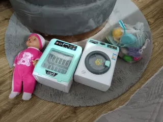 Juego de lavadora y lavavajillas de juguete+muñeca