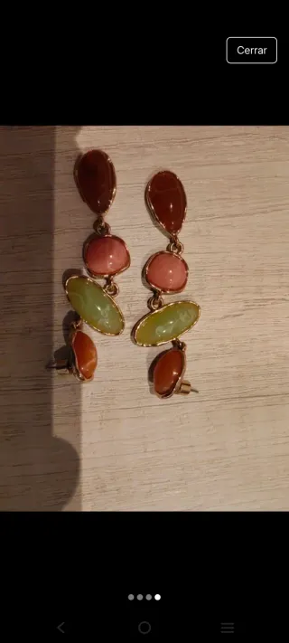 Pendientes largos piedras colores