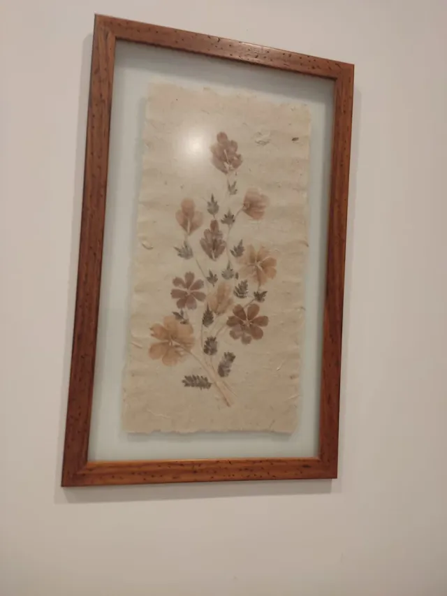 Conjunto 2 cuadros papiro flores secas