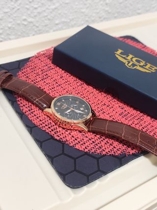 Reloj LIGE Hombre Negro y Dorado