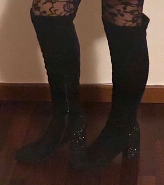 Stivali alti in camoscio nero