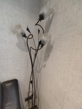 Lámpara de pie decorativa metal(bronce) y cristal