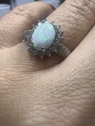 Anillo Plata Ópalo y Circonitas