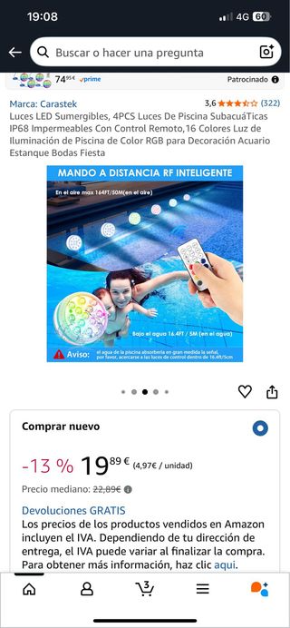 4 luci LED sommergibili per piscina RGB