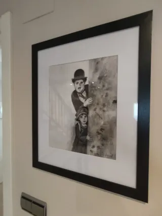 Cuadro Charlot pintado a mano