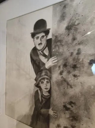 Cuadro Charlot pintado a mano