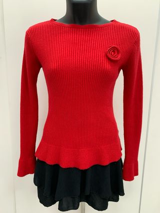 Jersey rojo con flor talla S