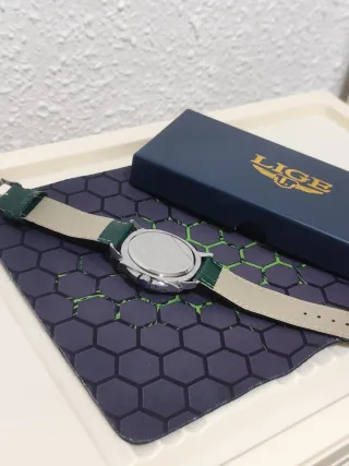 Reloj LIGE Hombre Verde y Plateado