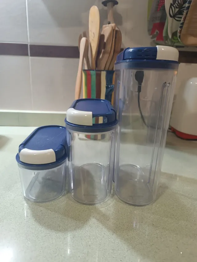 Set 3 Envases Cocina Azul/Transparente