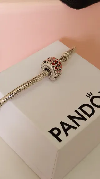 Charm Clip Pandora Corazones Rosa y Rojo