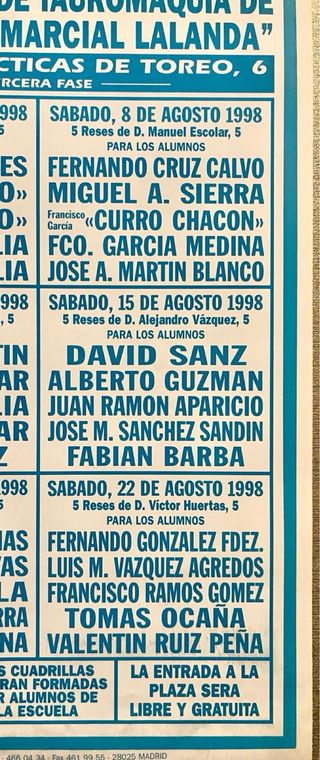 CARTEL DE ESCUELA M. LADANDA 1998.