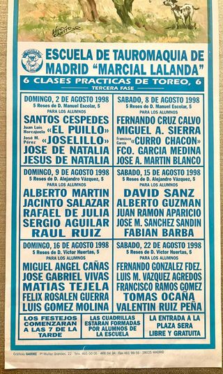 CARTEL DE ESCUELA M. LADANDA 1998.